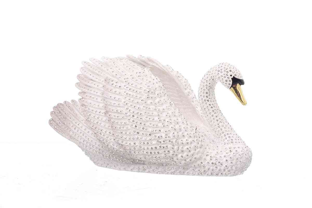 Grande caixa branca de bugigangas cisne feita à mão