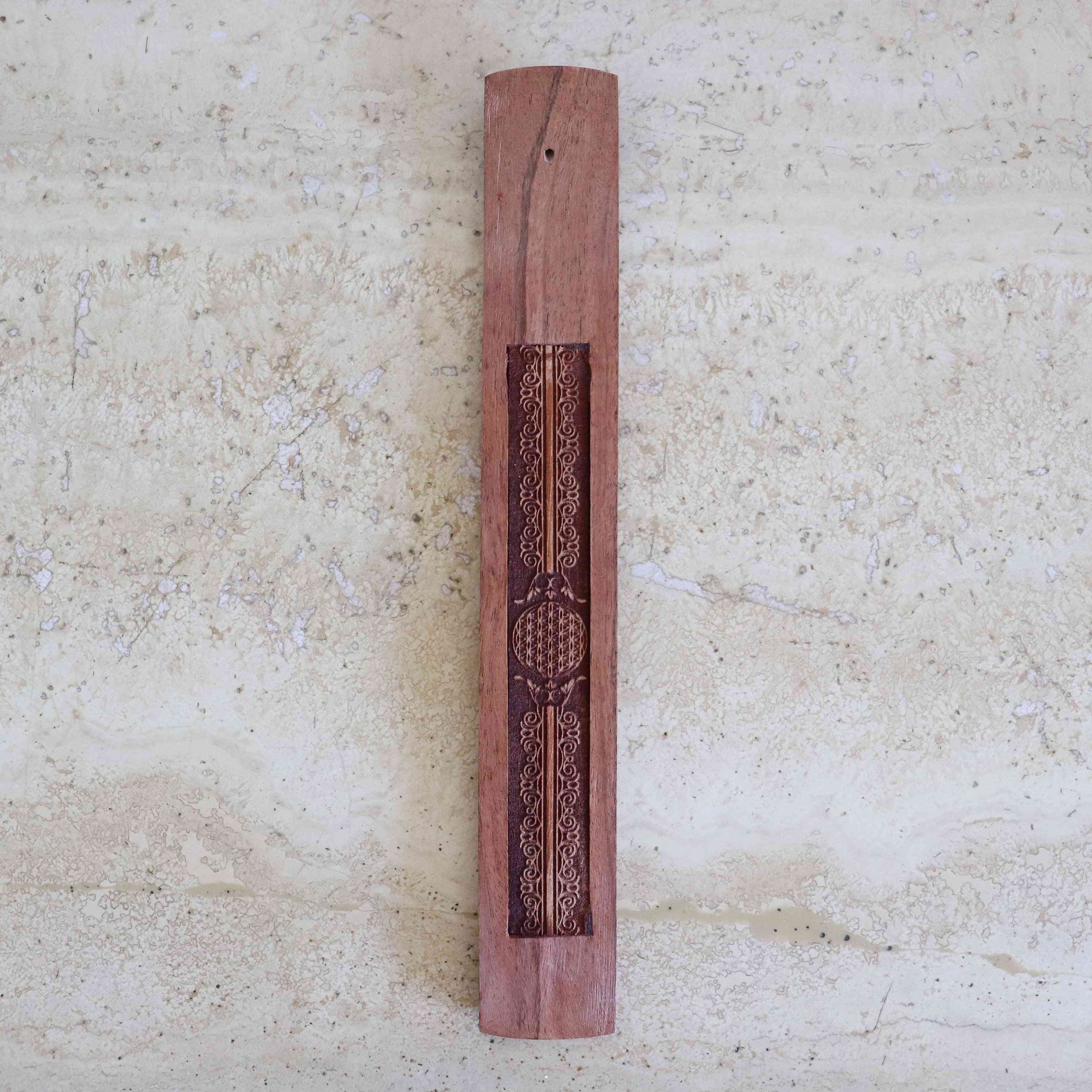 Wood Engraved Flower Of Life Incense Holder