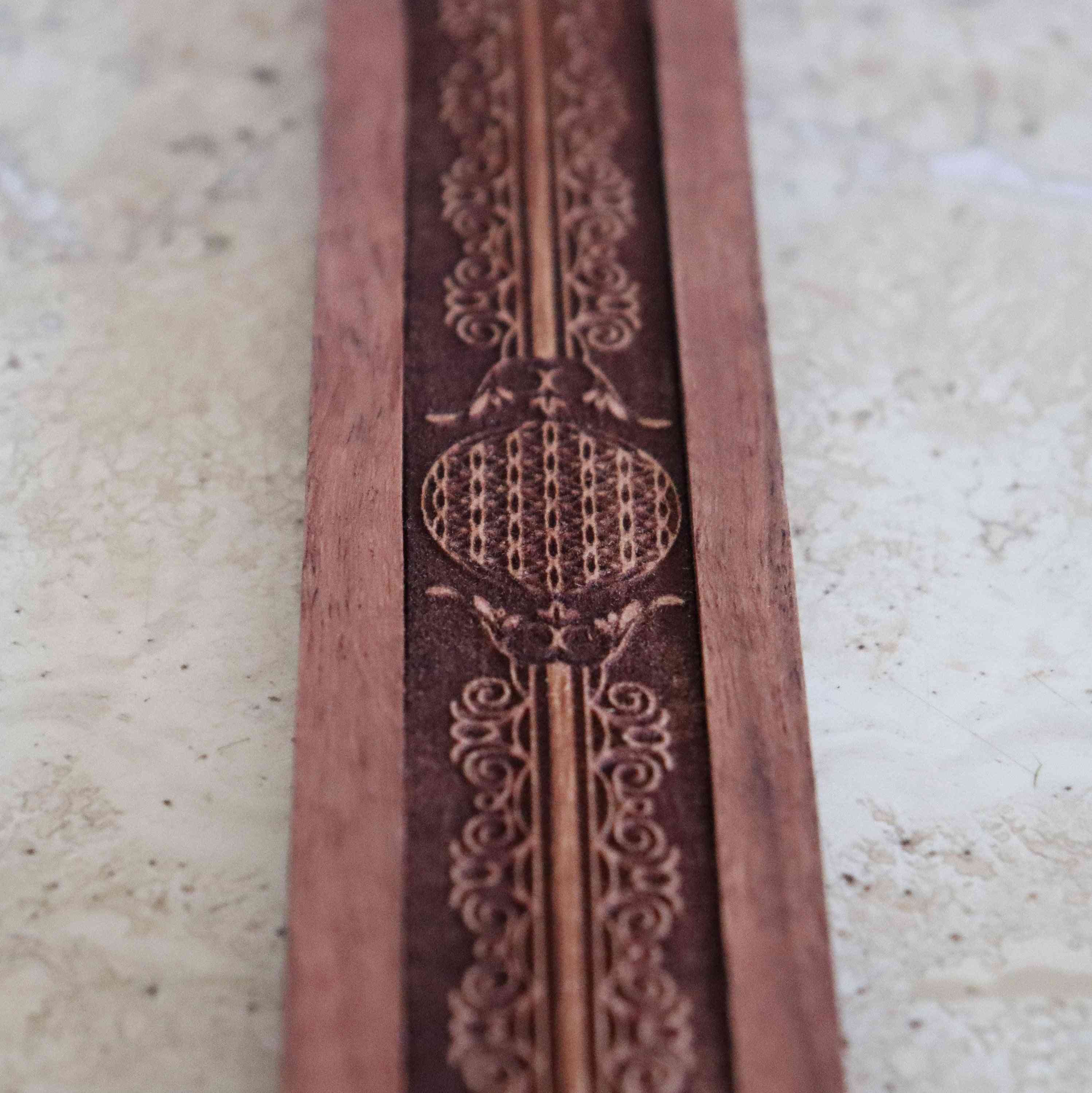 Wood Engraved Flower Of Life Incense Holder