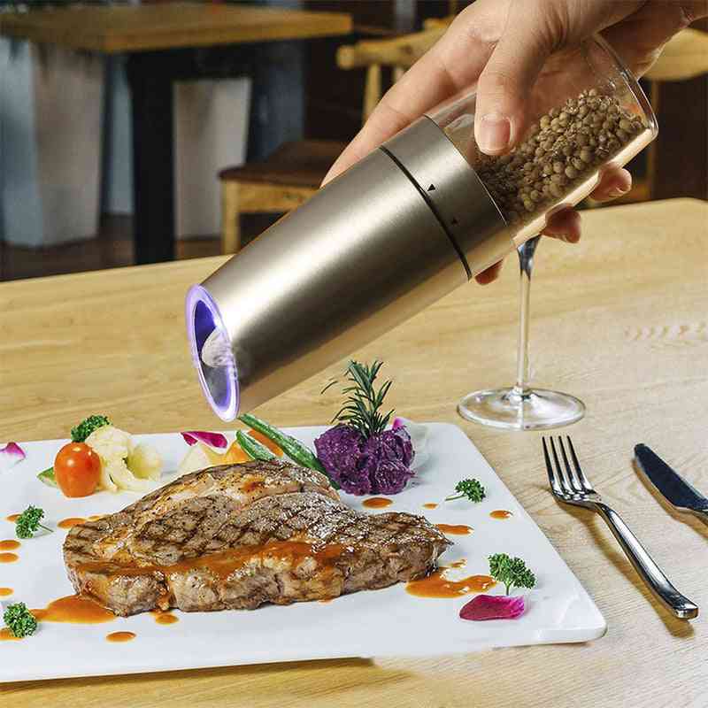 Elektrische, automatische roestvrijstalen peper- en zoutmolen