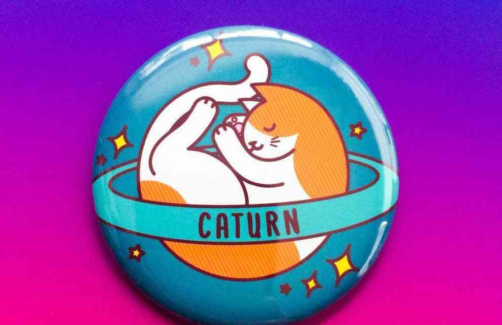 Caturn Planet- Cat Pin, Magnet Or Mirror