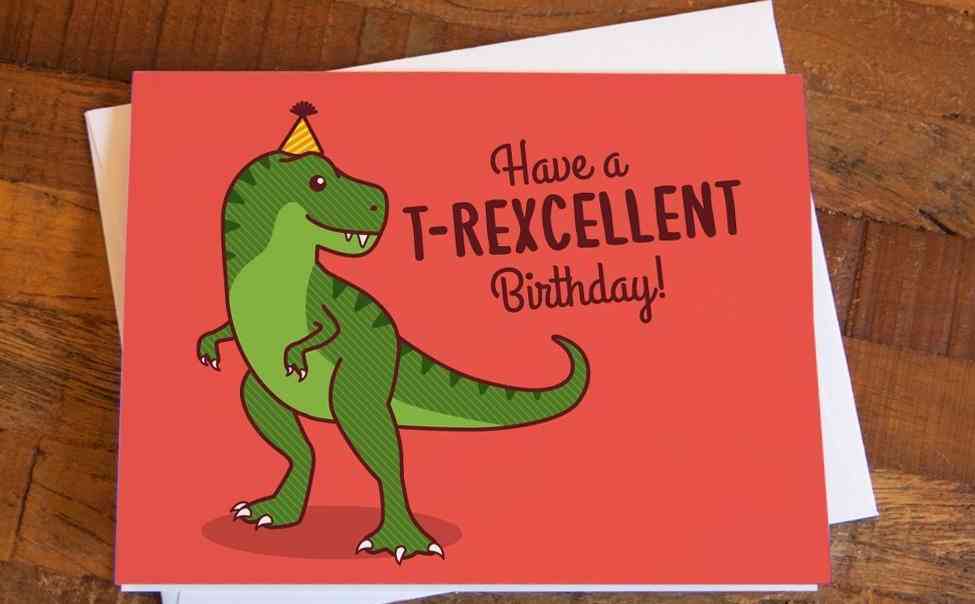 T-rexcellent syntymäpäivä kortti