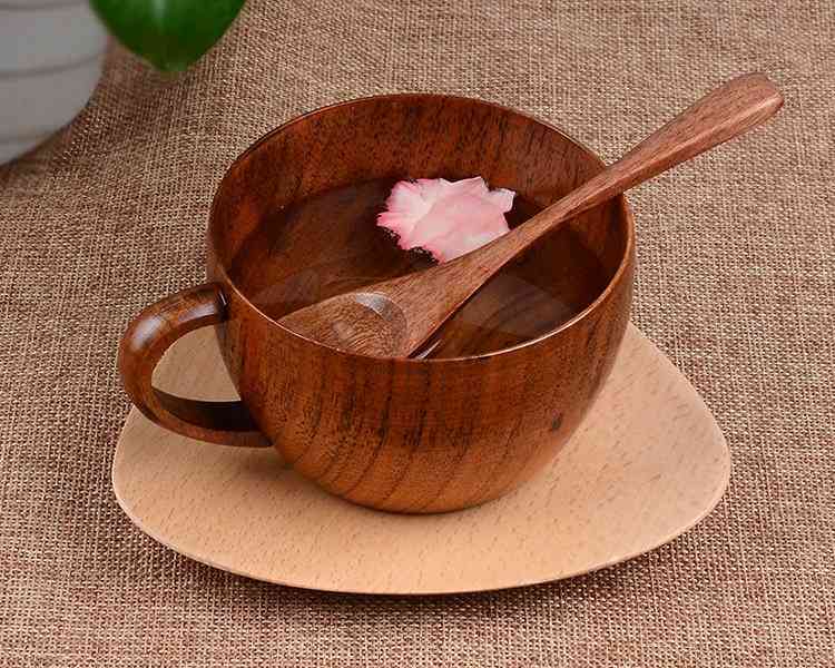 Wooden- Coffee Mug And Spoon Set