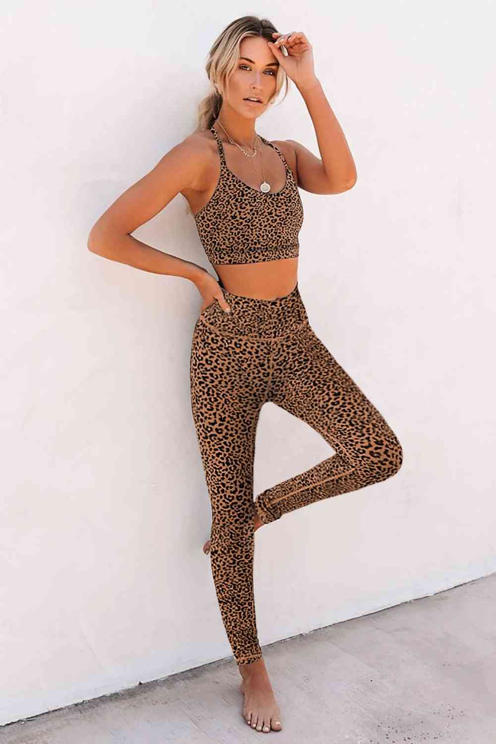 Leopard Printed- Sport Yoga Bra Leggings Set