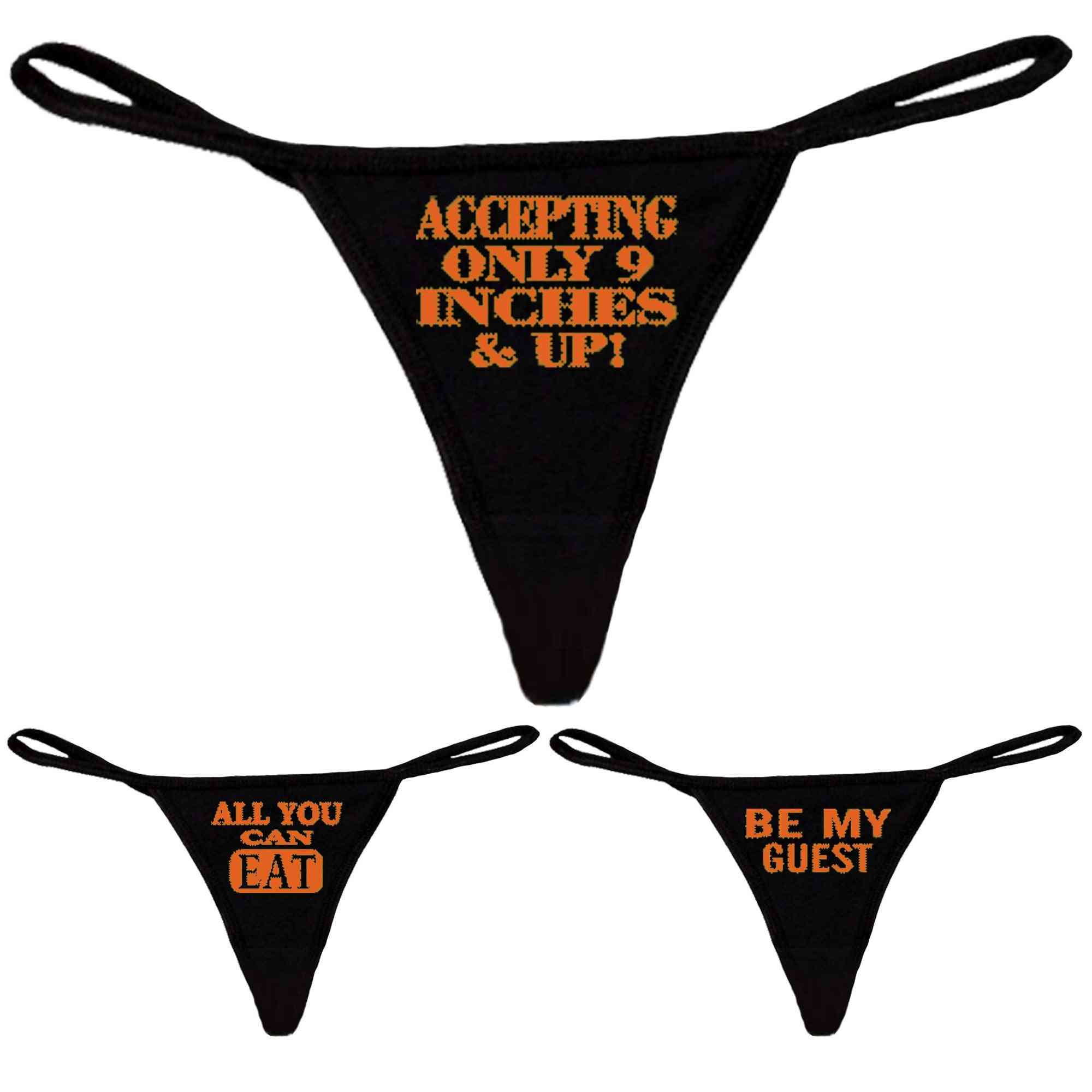 Women's Black Thongs Wih Orange Graphic