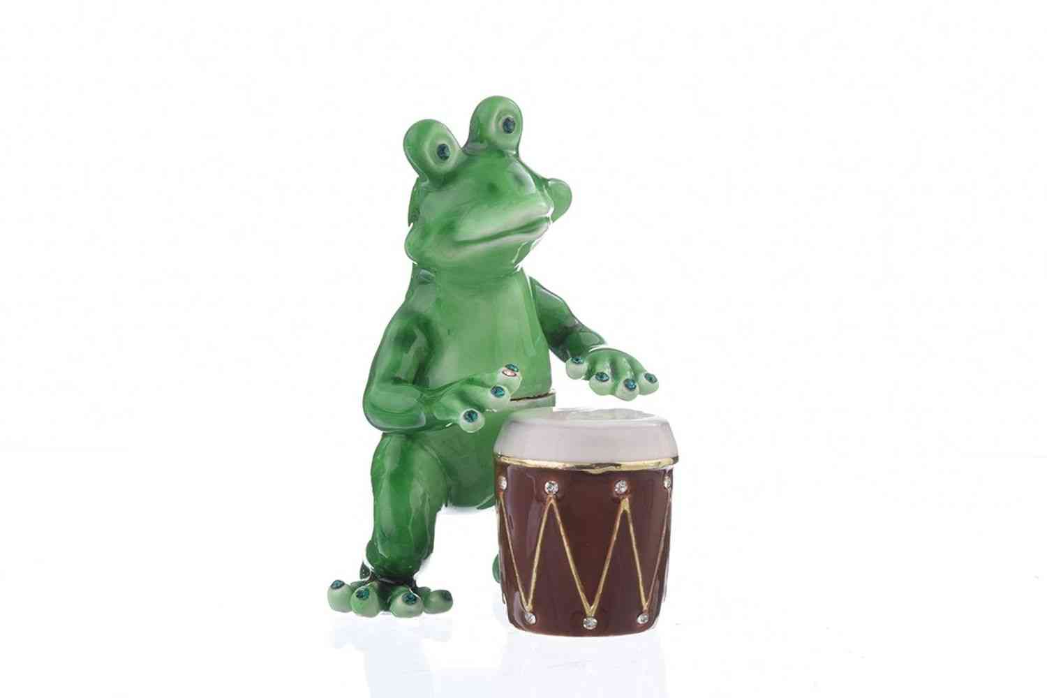 Frog Playing Drums-trinket Box