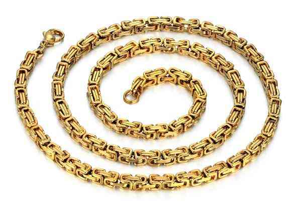 Chaîne byzantine lourde en acier massif et bracelet assorti