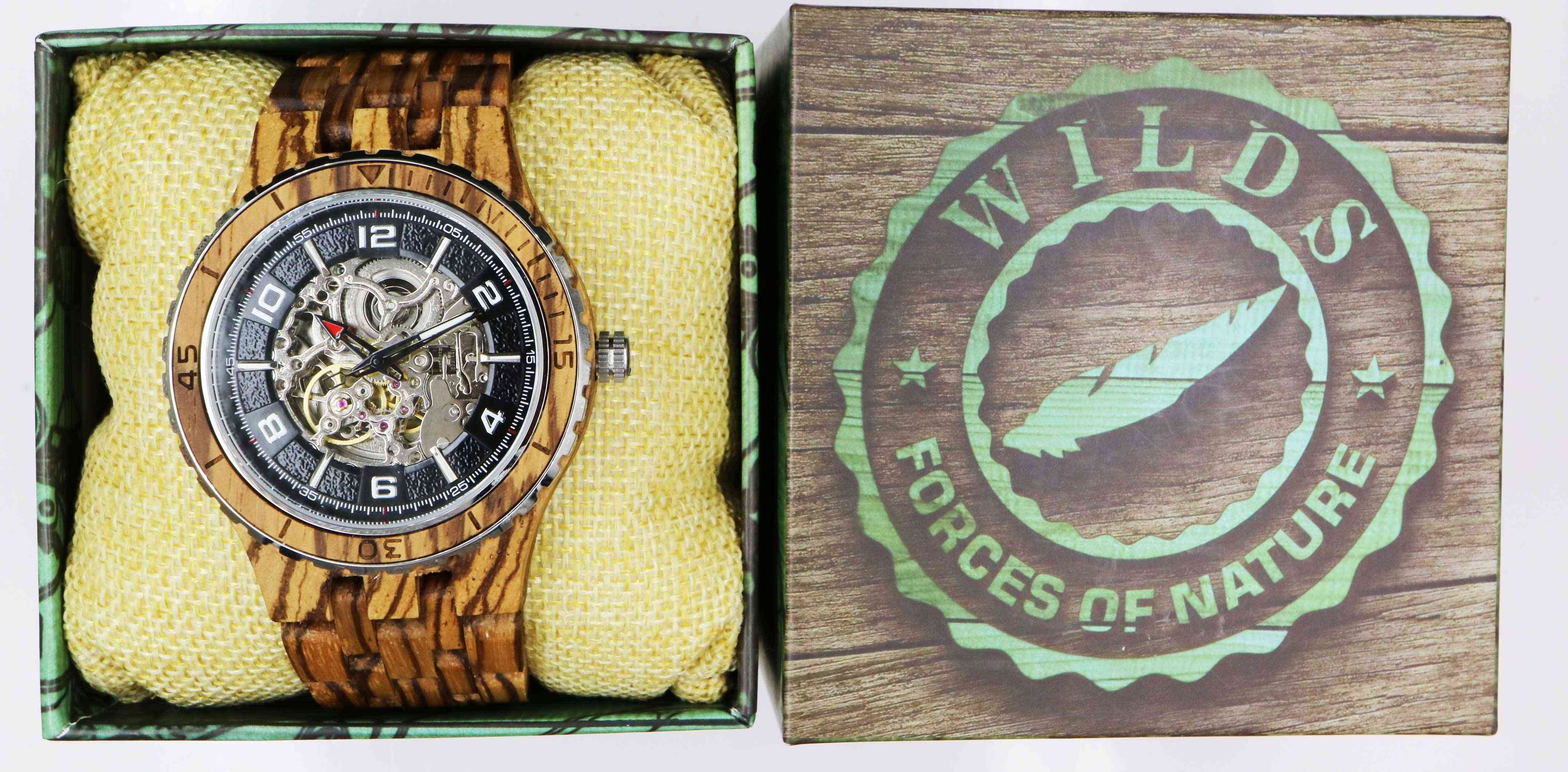 Premium-Uhren aus Zebraholz für Herren mit Automatikaufzug