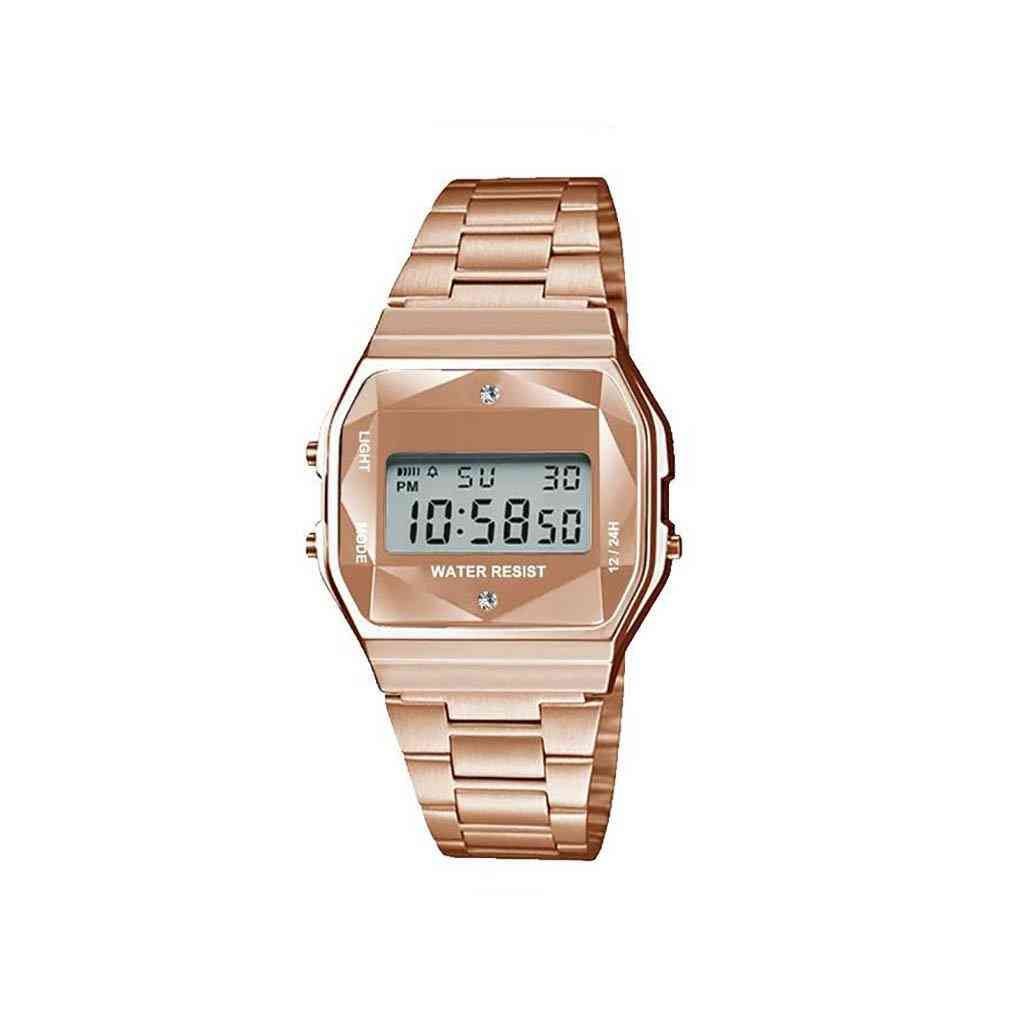 Rose Gold Sports Metal Band, Crystal Design Dial Watch