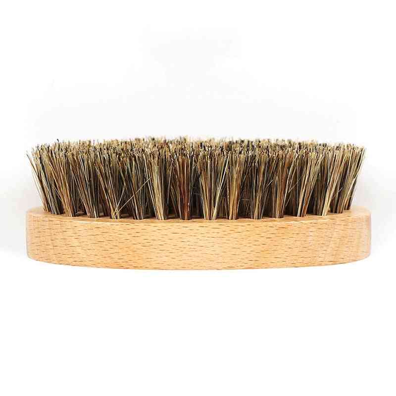 Men's Beard Brush, Round Wood Shaving Comb Face Massage