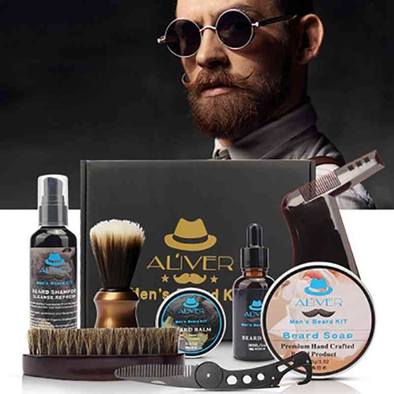 Men's Beard Styling Tool Kit - Bib Aprons Balm, Oil, Comb Moisturizing Wax Care Set