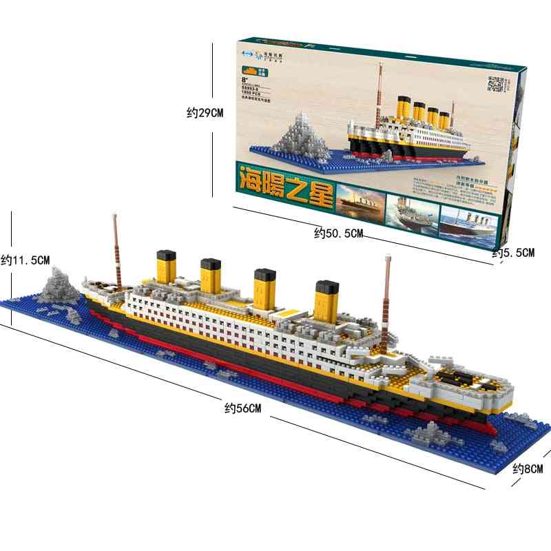 Titanic Model Large Cruise Ship / Boat Diy Building Blocks Classics Toy