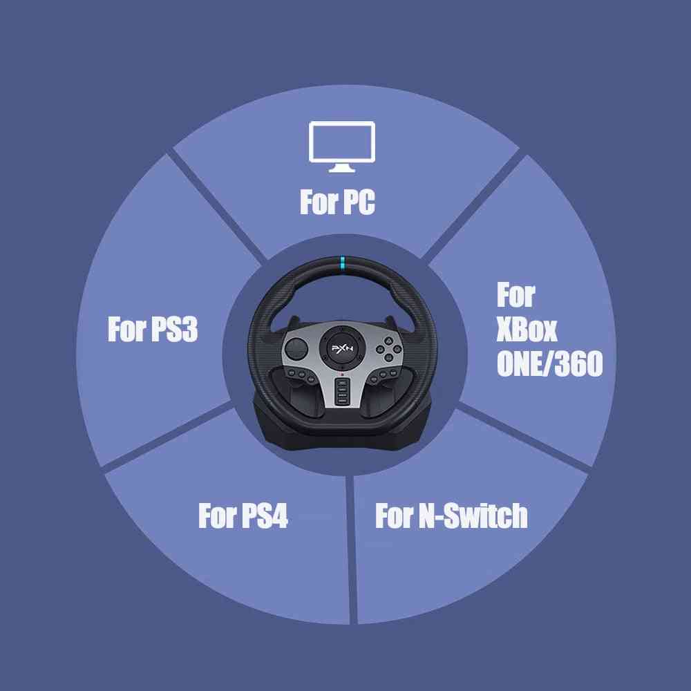 V9- Gaming Pedal, Vibration Racing, Steering Wheel, Game Control  (black)