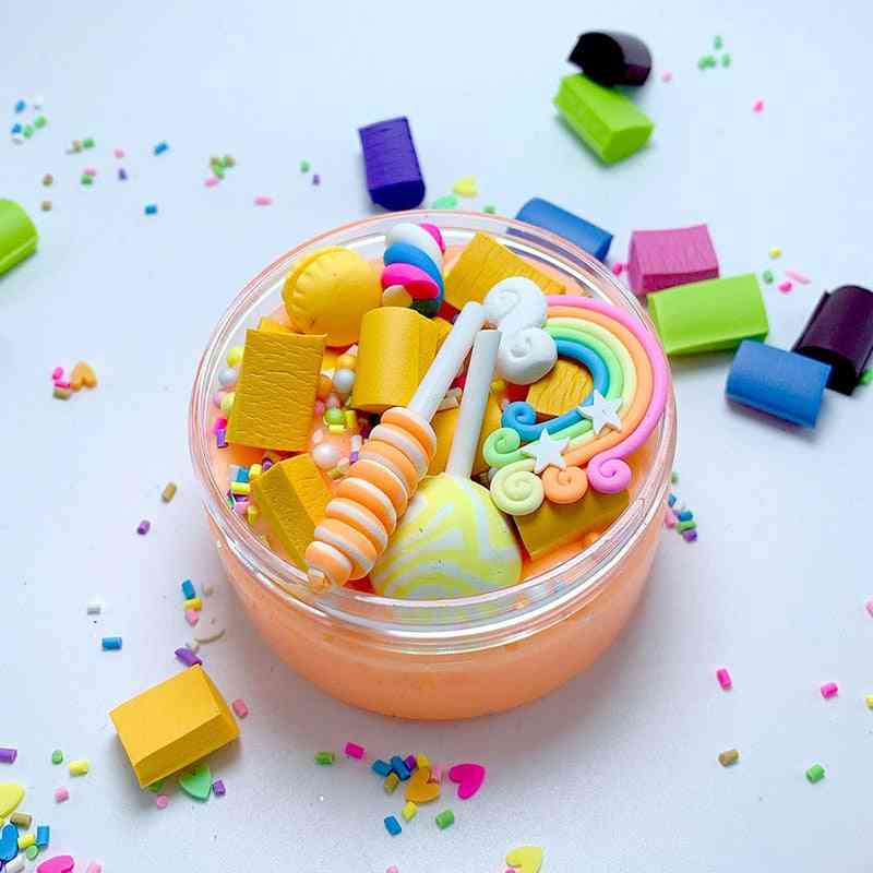 Rainbow Lollipop Charms Clear Slime Soft Clay Plasticine