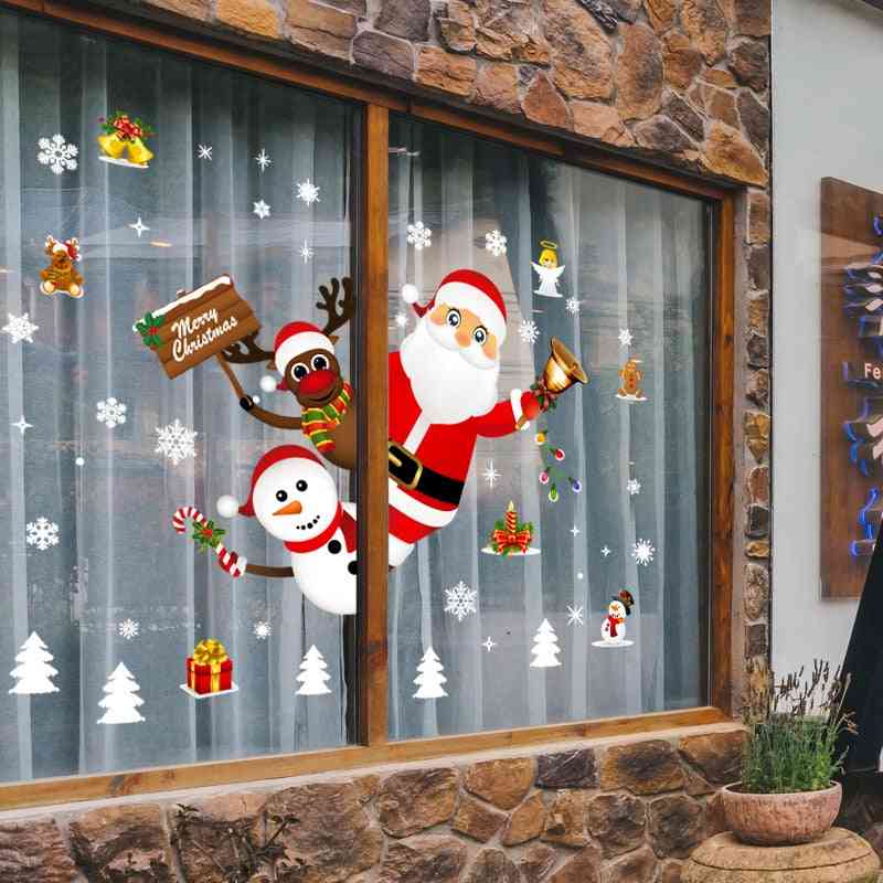Весела Коледа стикери за стена, украса на стаята на прозореца на Дядо Коледа