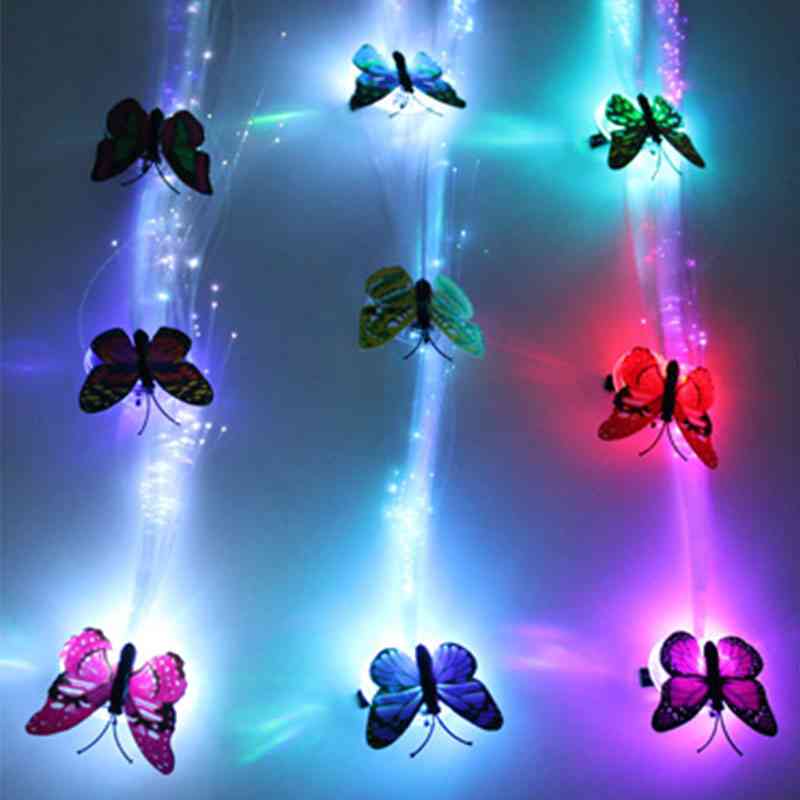 Perucă luminoasă din fibră optică cu fluture led de Crăciun