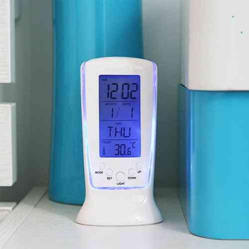 Digitale kalender- temperatuur led, digitale wekker met blauwe achtergrondverlichting