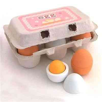 6pcs simulazione di legno uova tuorlo finta di giocare