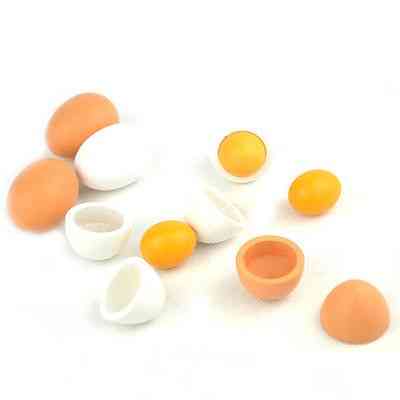 6pcs Wooden Simulation Eggs Yolk Pretend Play