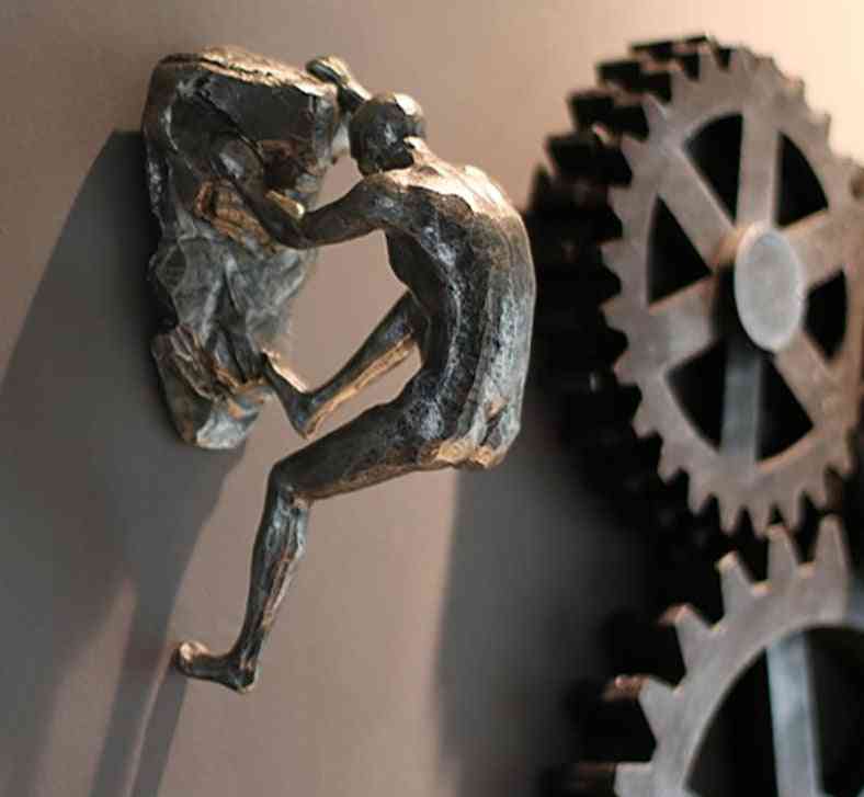 Nordic Style- Retro Man Climbing, Hanging Statue For Wall Decoration