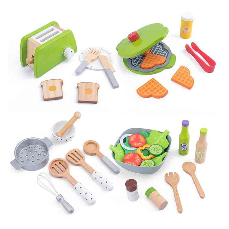 Wooden Kitchen- Pretend Play, Simulation Model Set, Cutting Fruit Toy