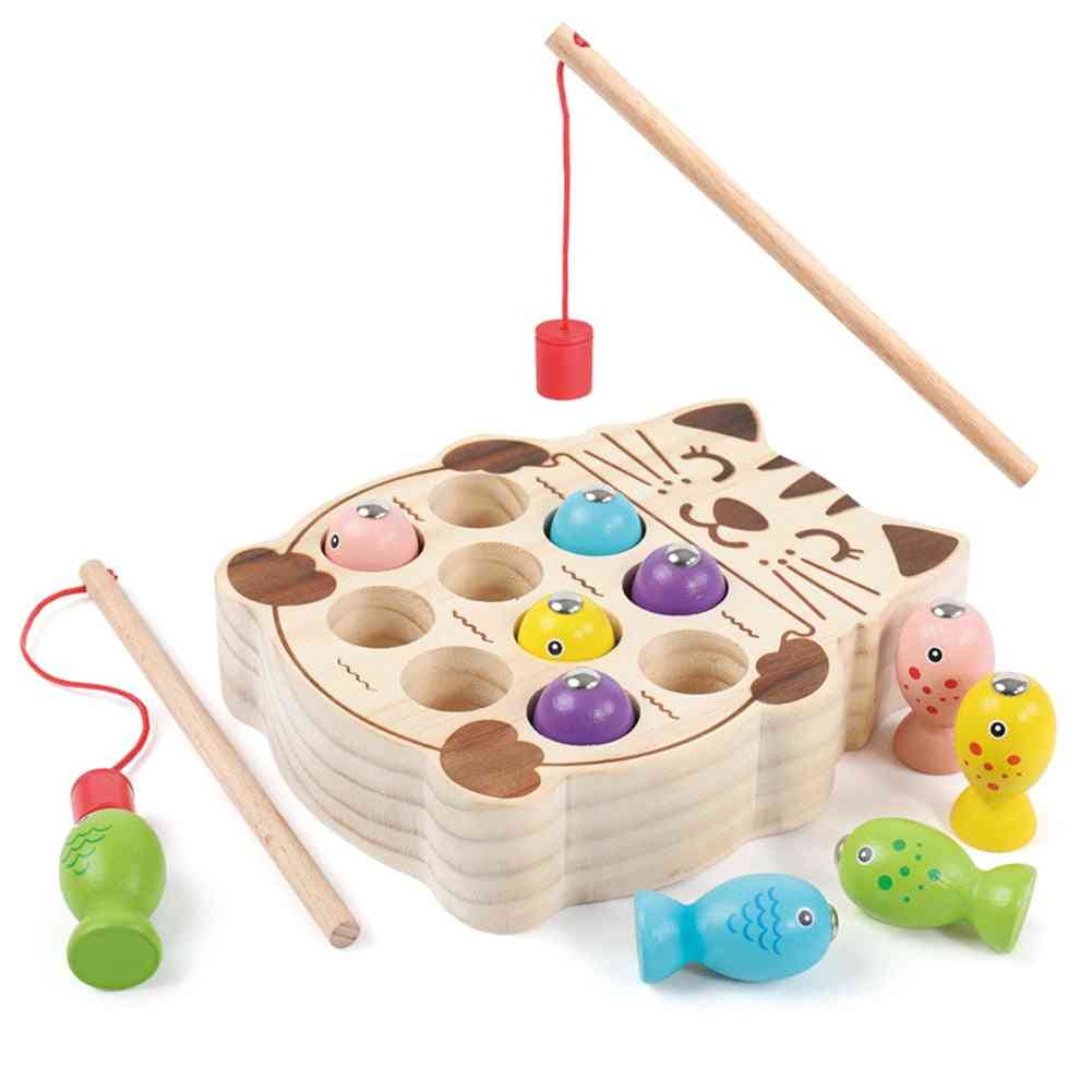 Wooden Pretend Cats Fishing Magnetic Board Game