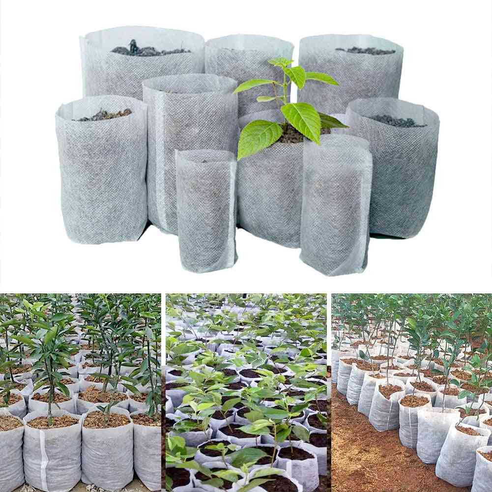 100pcs Different Sizes Biodegradable Non-woven Seedling Pots Bags
