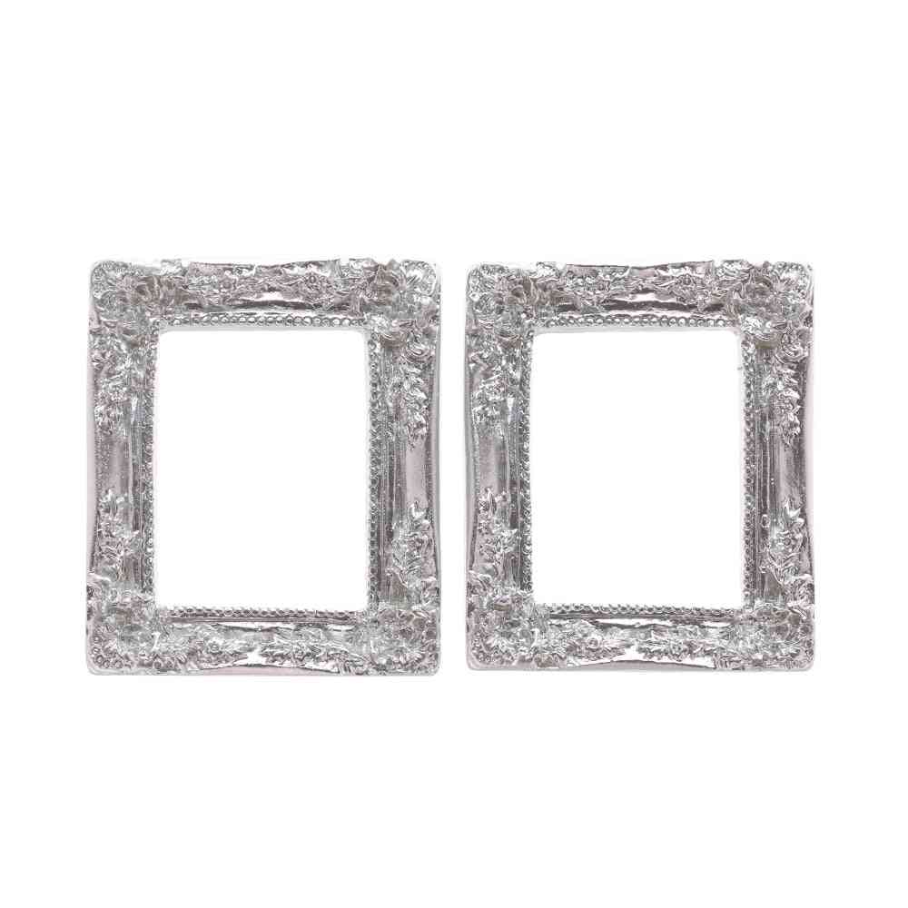 2pcs Resin Photo Frame Miniature Accessories For Doll House Decoration