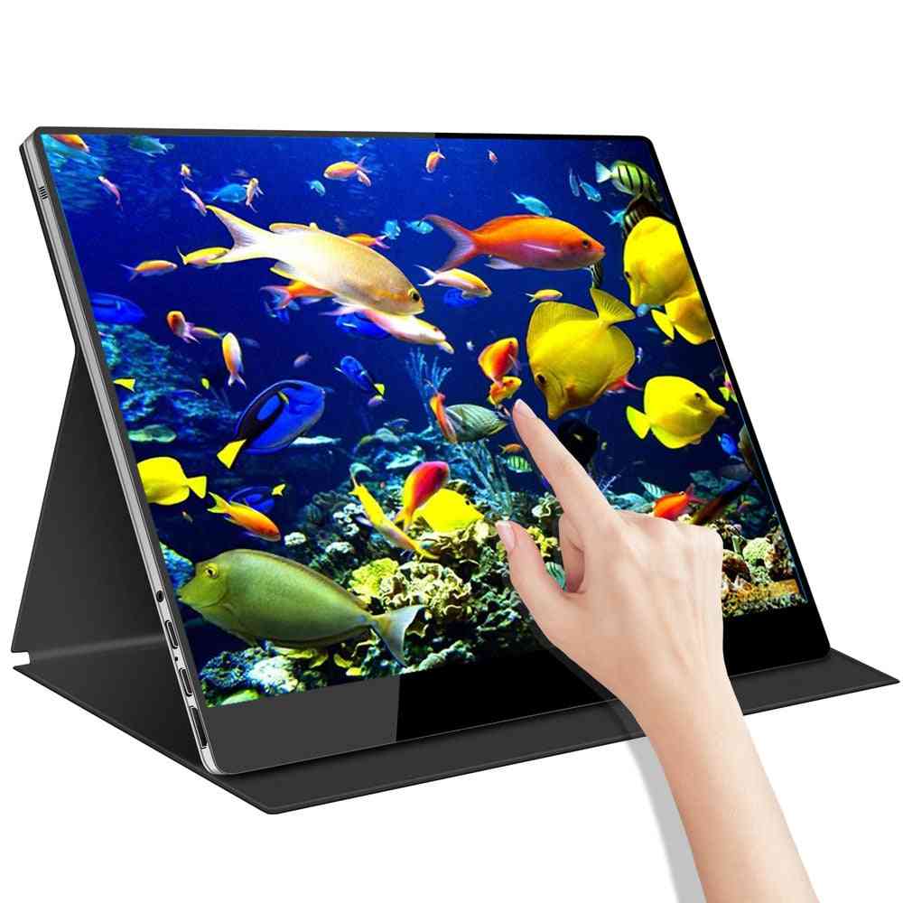 Draagbare monitor 15,6-inch touchscreen ingebouwde batterij, 4k uhd met type-c voor mobiel pc-laptopspel
