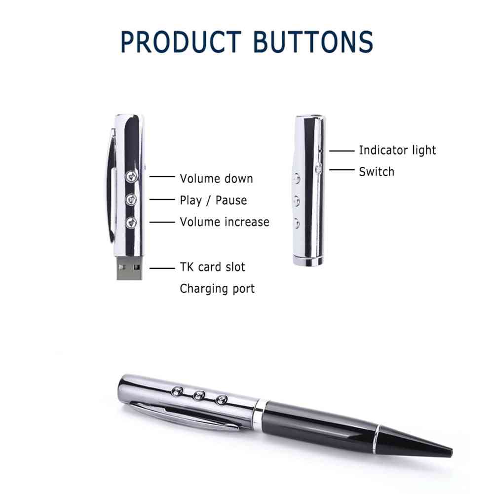 Mini Mp3 Music Player Pen, Portable Media Clip Usb Support Micro Sd Tf Card Long Standby Walkman
