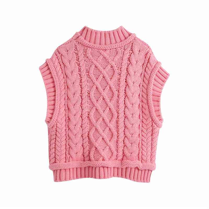 Women Casual Turtleneck Knitted Pullover Sleeveless Sweaters
