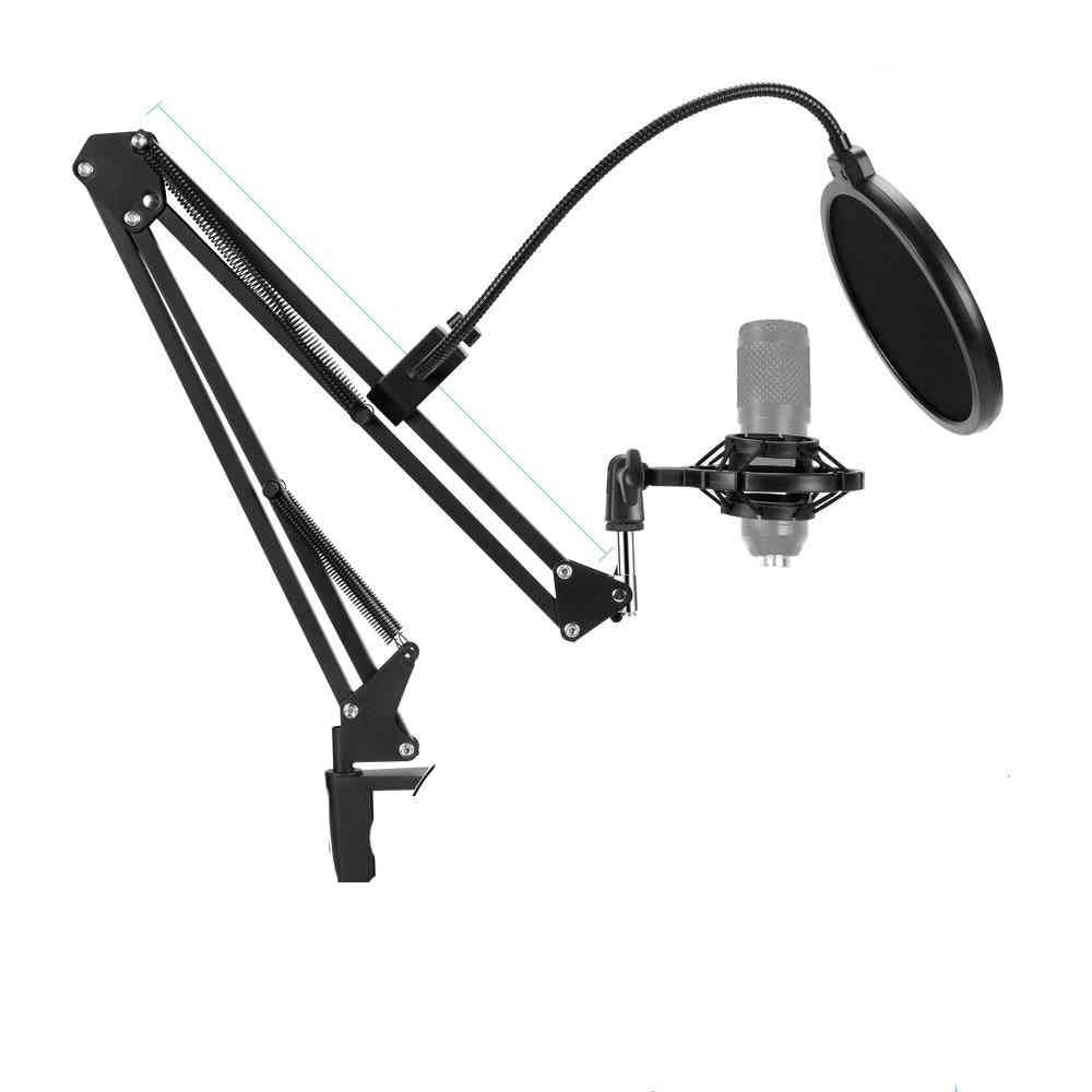 Microphone Stand With Mic Pop Filter And Shock Mount Boom Scissor Arm Bracke