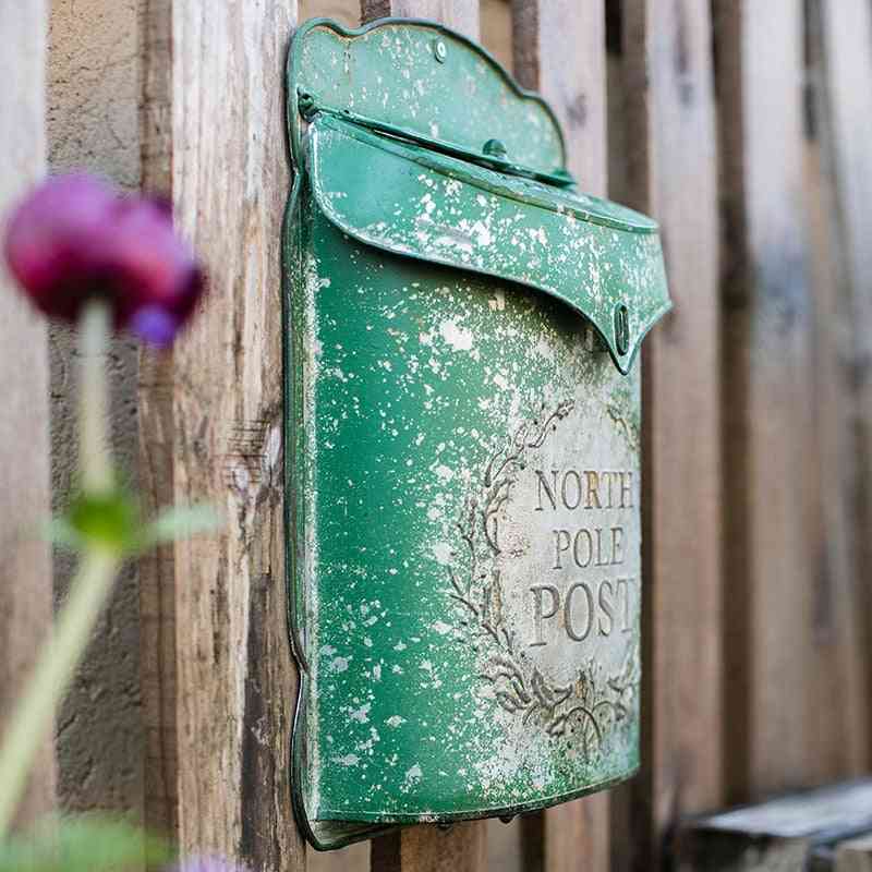 Iron Mailbox, Pastoral Lockable Secure Metal Post Box