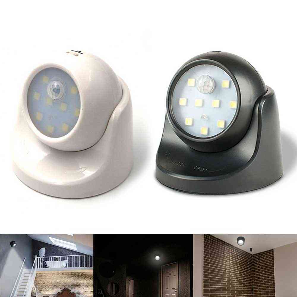 9-led Pir Motion Sensor, 360-rotation, Wireless Detector, Wall Ceiling Lamp For Stairs