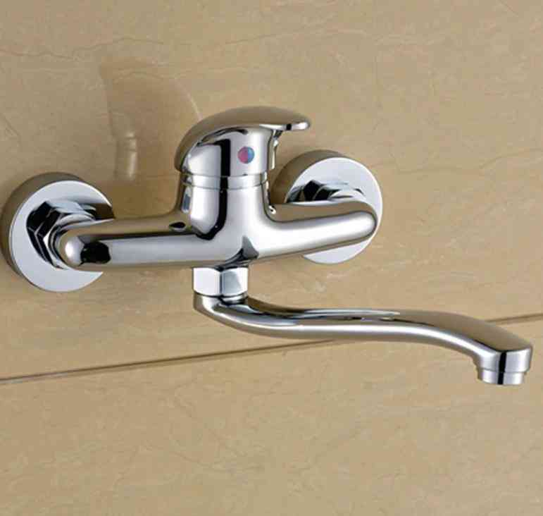 Sink Tap, Dual Hole Wall Kitchen Mixer Faucet