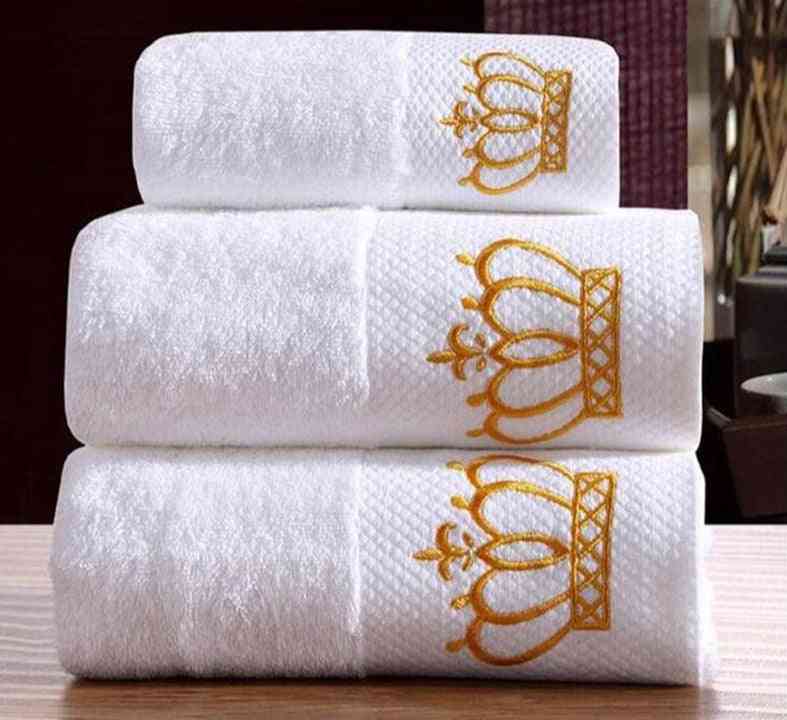 Crown Embroidery Cotton Hotel Towel Set