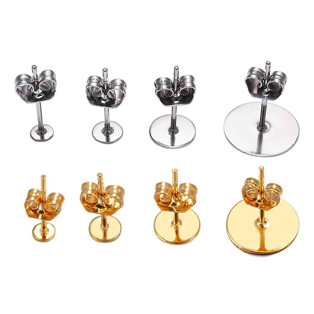Gold Stainless Steel Blank Post Earring Studs