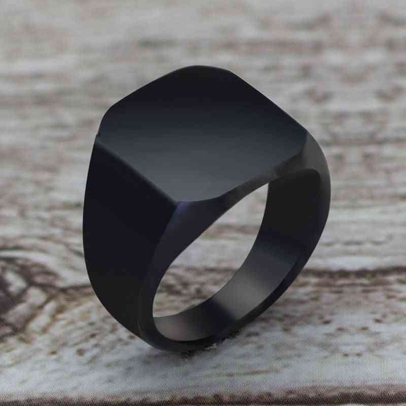 Simple Style Black Square Ring
