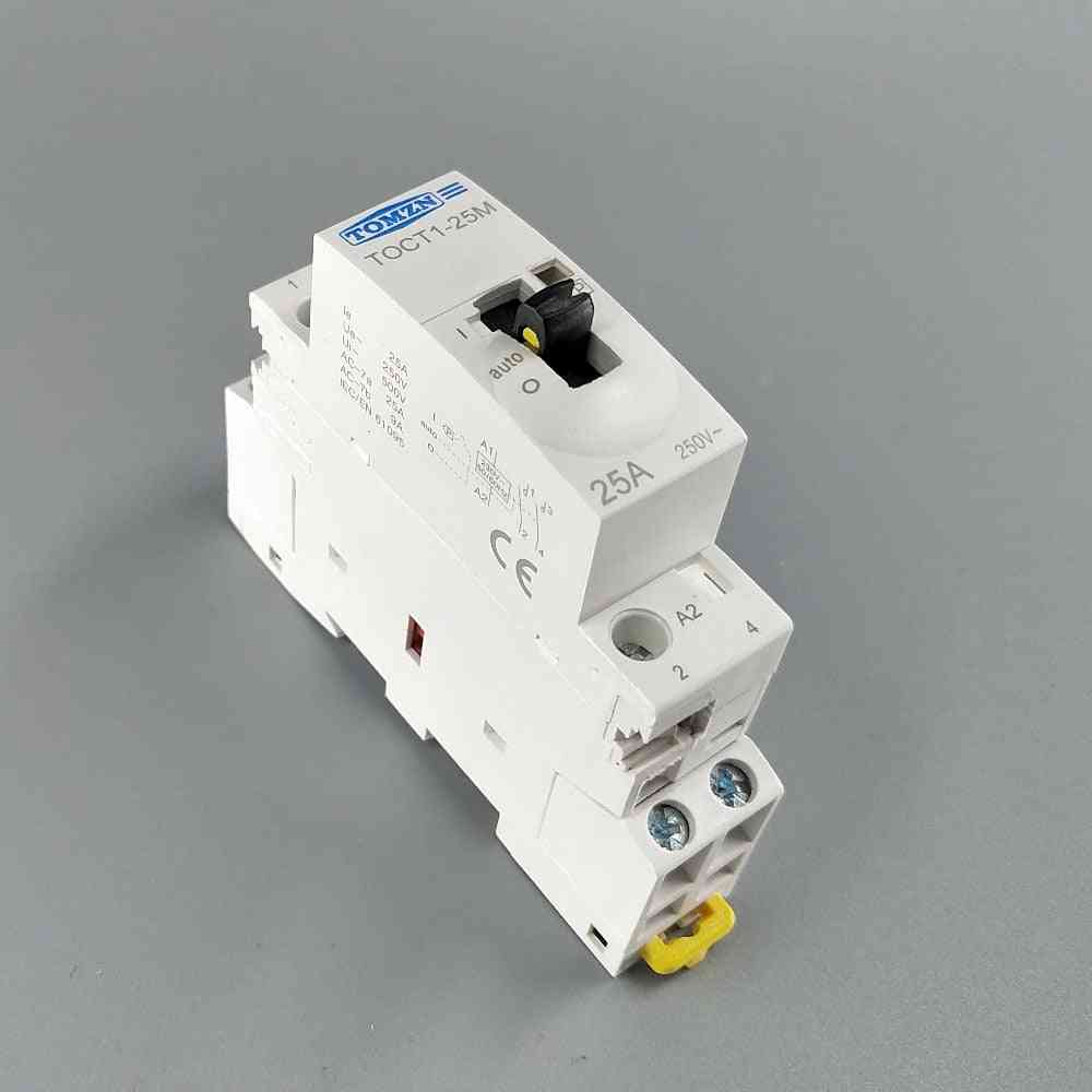 2p 25a 220v/230v 50/60hz Din Rail Household Modular Contactor With Manual Control Switch