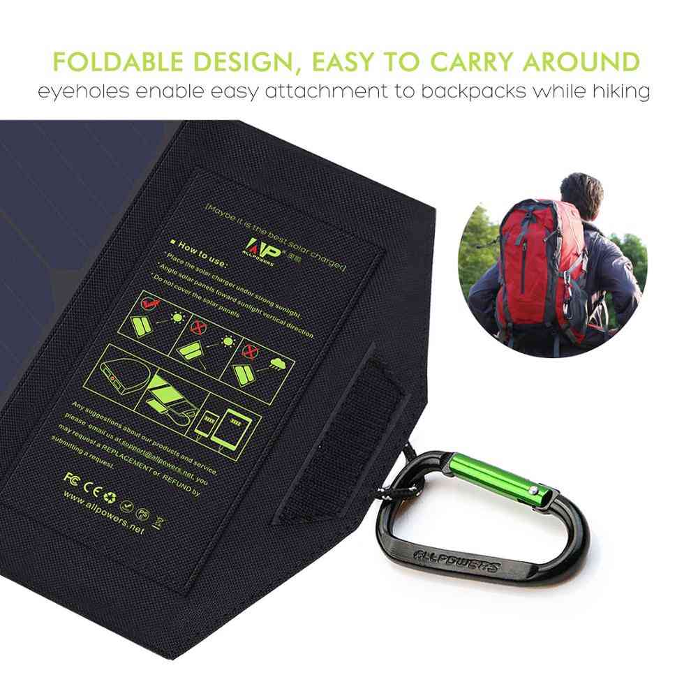 Bärbara- solpanel batteriladdare för telefon, vandring, camping utomhus