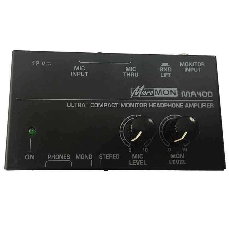 Ma400- Headphone Preamplifier, Microphone Monitor (black Bundle 1)