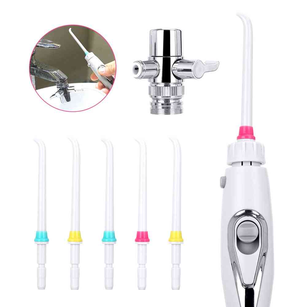 6 Tips Family Switch Faucet Oral Jet Irrigator Pressure Water Dental Flosser