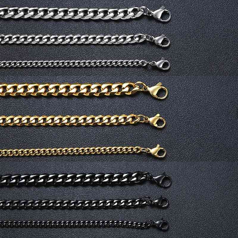 Stainless Steel- Cuban Link Chain, Necklaces Set-1