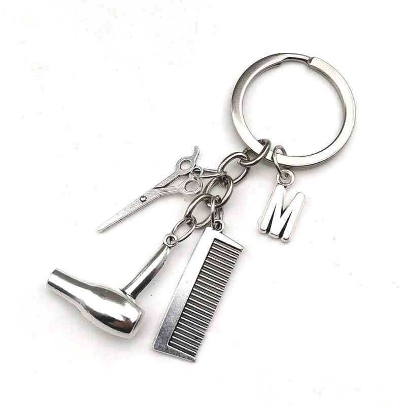 Stylist Essential Hair Dryer Scissors Comb Decorative Keychains