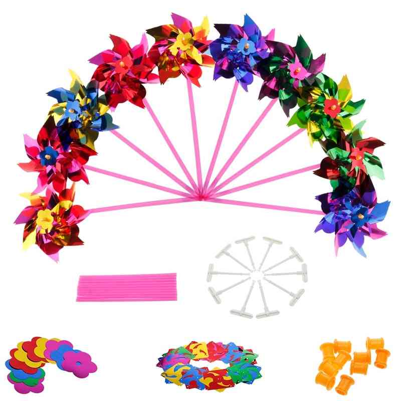 Plastic windmolen wind spinner speelgoed voor tuin gazon, feest decor