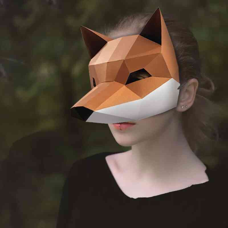3d- Papercraft Cool Stuff, Cute Fox Party, Cosplay Halloween Costume, Face Masks