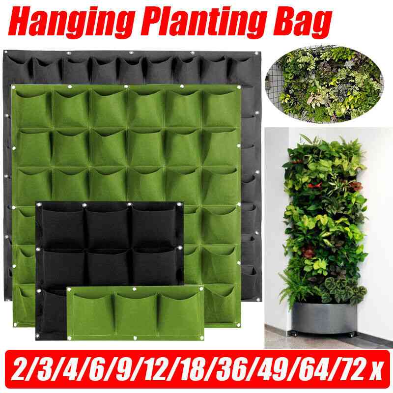 Garden Wall Hanging, Planting Grow, Planter Vertical Vegetable, Pocket Bag