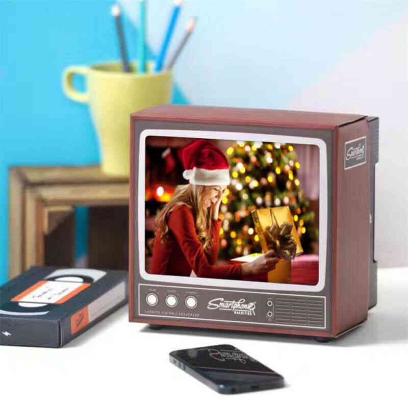 3D-tv-muotoinen näyttö, suurennuslasin kännykkäjalustan pidike, vahvistimen videonäyttö (keltainen)