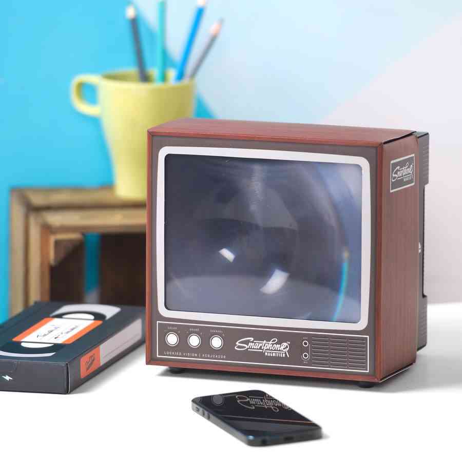 Écran en forme de télévision 3D, support de support de téléphone portable loupe, écran vidéo amplificateur (jaune)