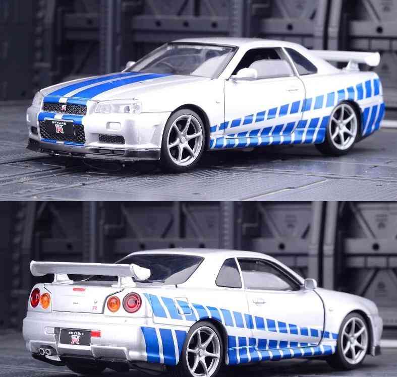 Skyline Ares- Gtr R34 Pull Back, Diecasts Vehicles, Metal Car Model